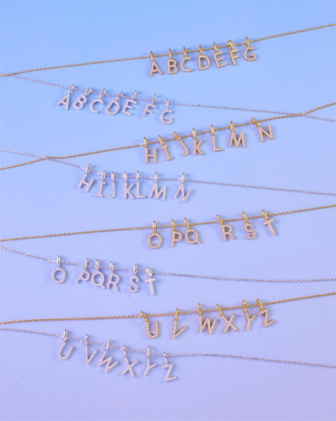 Silver Letter E Initial Necklace