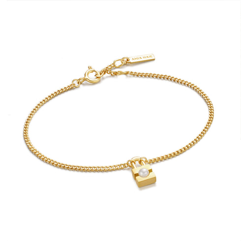 Gold Pearl Padlock Bracelet | Ania Haie Australia