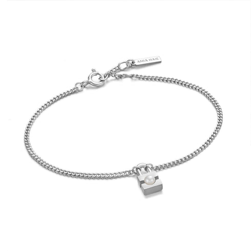 Silver Pearl Padlock Bracelet | Ania Haie Australia