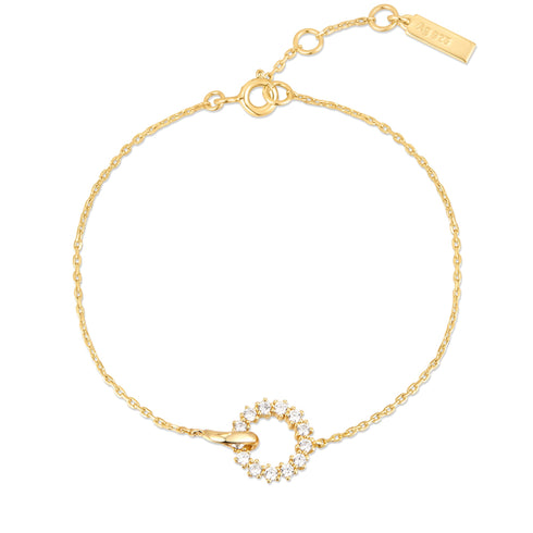 Gold Interlinked Circles Pave Bracelet | Ania Haie Australia
