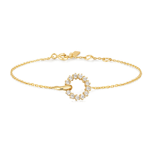 Gold Interlinked Circles Pave Bracelet | Ania Haie Australia