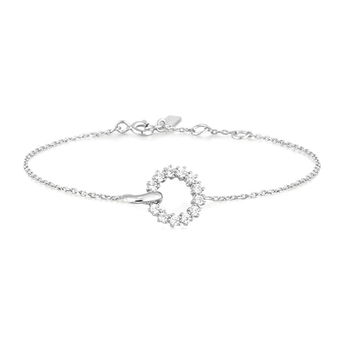 Silver Interlinked Circles Pave Bracelet | Ania Haie Australia