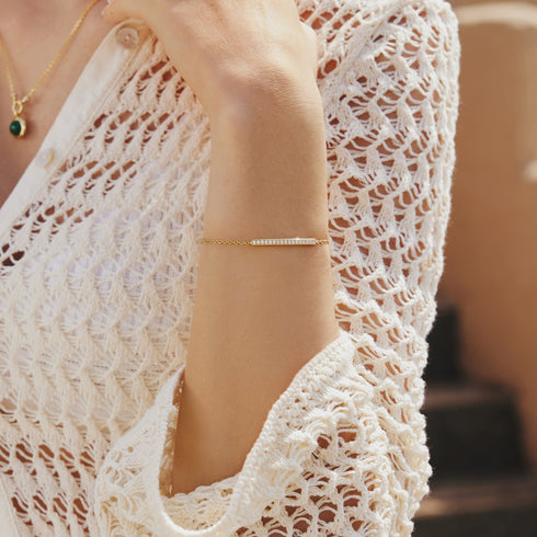 Gold Pave Bar Bracelet