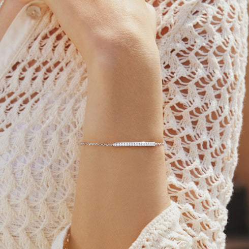 Silver Pave Bar Bracelet