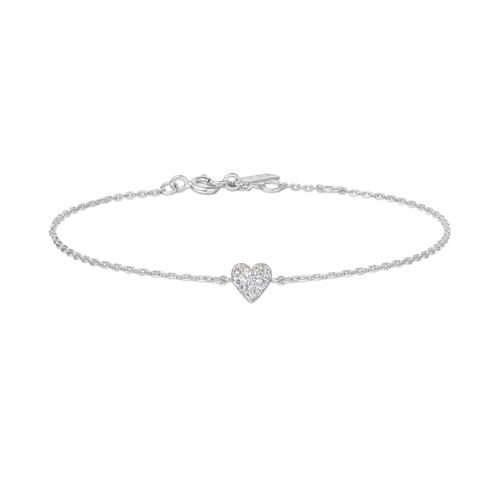 Silver Sweetheart Pave Bracelet
