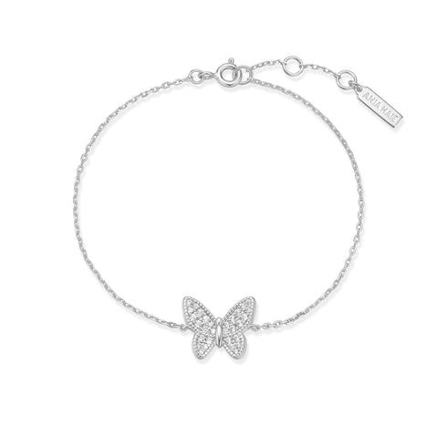 Silver Butterfly Pave Bracelet
