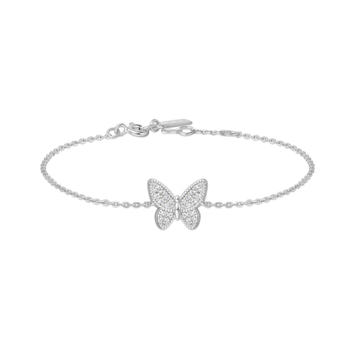 Silver Butterfly Pave Bracelet