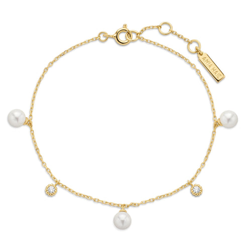 Gold Shell Pearl & Sparkle Drop Station Bracelet | Ania Haie Australia