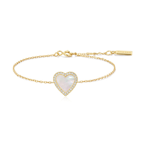Gold Mother of Pearl Halo Heart Bracelet | Ania Haie Australia
