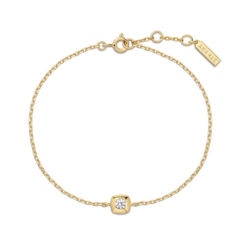 Gold Modern Bezel-Set Solitaire Bracelet