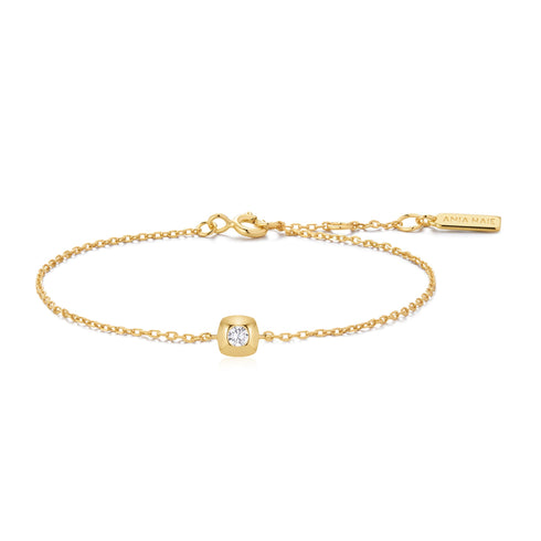 Gold Modern Bezel-Set Solitaire Bracelet