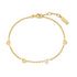 Gold Pave Puffed Heart Station Bracelet