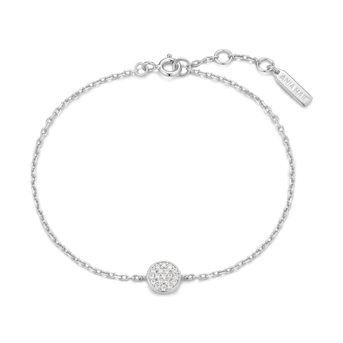 Silver Pave Disc Bracelet