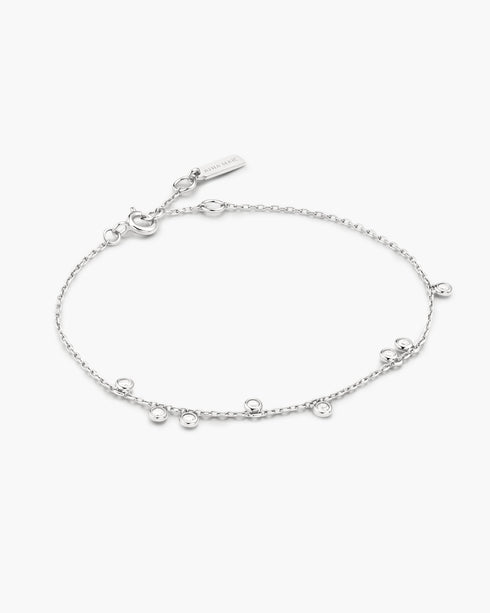 Silver Bezel-Set Droplet Station Bracelet