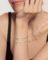 Silver Bezel-Set Teardrop Dangle Station Bracelet