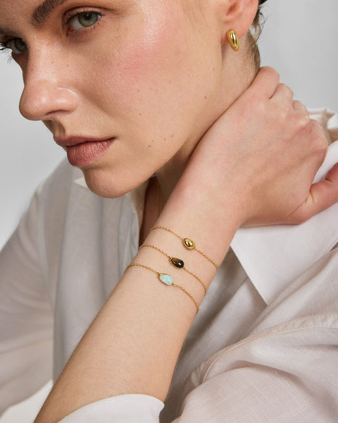 Gold Organic Dome Pebble Bracelet