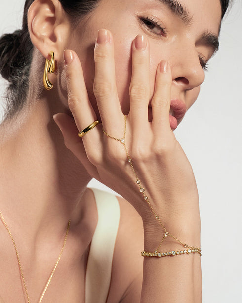 Gold Alternating Bezel-Set Bracelet