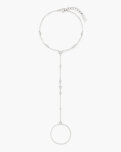 Silver Bezel-Set Station Hand Chain