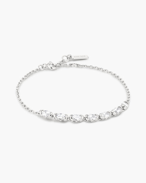 Silver Half-Bezel Oval Half-Tennis Bracelet