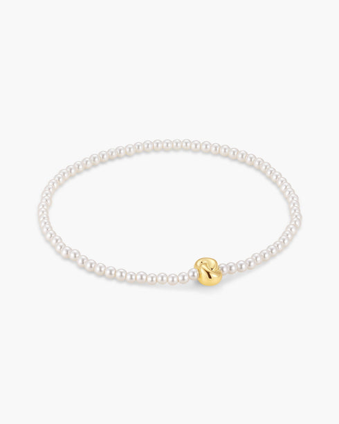 Gold Glass Pearl & Twist Beaded Bracelet