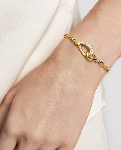 Gold Interlocked Pave & Polished Knot Bracelet
