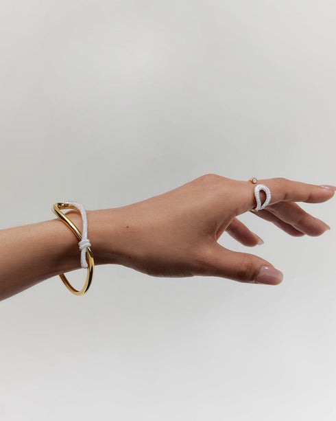 Gold Pave Knot Cuff Bracelet