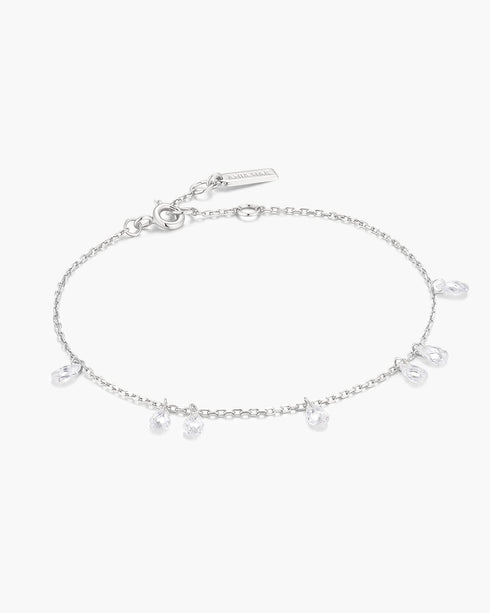 Silver Ethereal Teardrop Dangle Station Bracelet