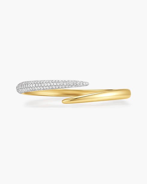Gold Spiral Half Pave & Polish Cuff Bracelet