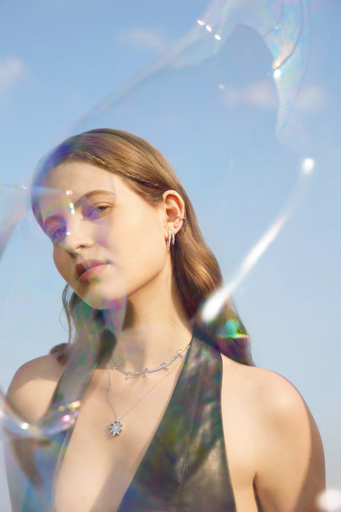 Silver Sparkle Double Hoop Earrings