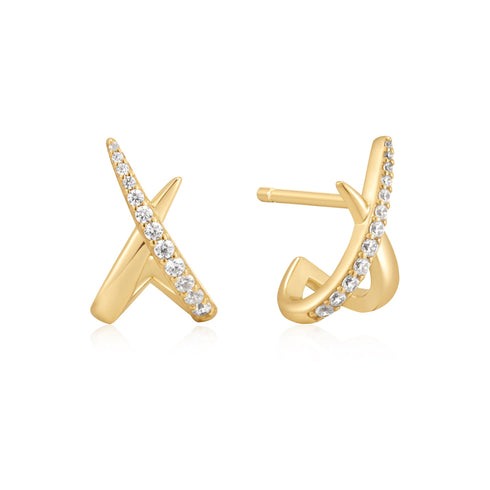 Gold Kiss Polished Pave Studs | Ania Haie Australia