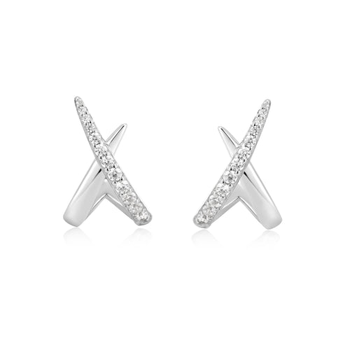 Silver Kiss Polished Pave Studs | Ania Haie Australia