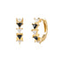 Gold Black & White Triangular Cubic Zirconia Huggies