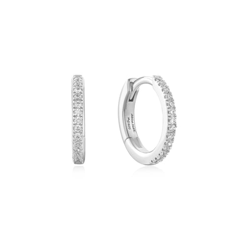 Silver Classic Pave Huggies