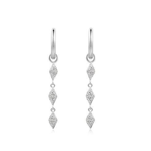 Silver Pave Sparkle Drop Huggies