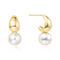 Gold Pearl Dome Hoop Earrings