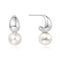 Silver Pearl Dome Hoop Earrings