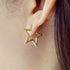 Gold Medium Star Pave Hoop Earrings