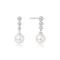 Silver Tennis Beaded Stone Pearl Drop Stud Earrings
