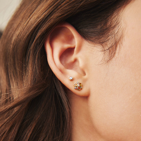 Gold Nano Gem Teardrop Cluster Earrings