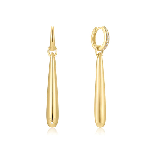 Gold Long Water Droplet Drop Earrings