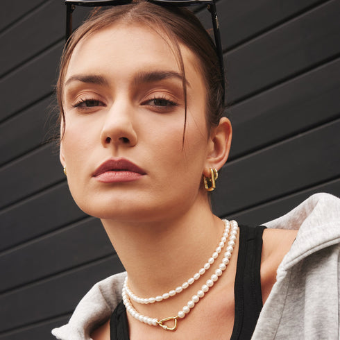 Gold Segmented Puffy Huggie Hoop Earrings