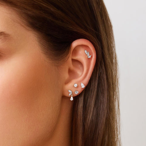 Silver Triple Marquise Barbell Single Earring | Ania Haie Australia