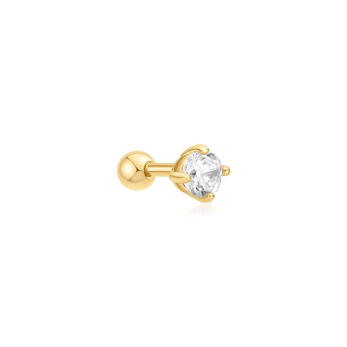 Gold Sparkle Round Barbell Single Earring | Ania Haie Australia