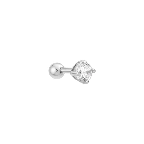 Silver Sparkle Round Barbell Single Earring | Ania Haie Australia