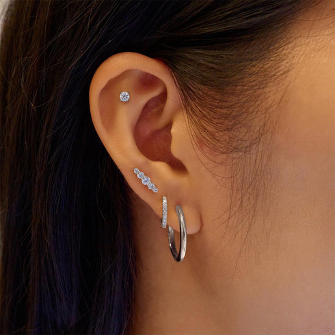 Silver Sparkle Round Barbell Single Earring | Ania Haie Australia