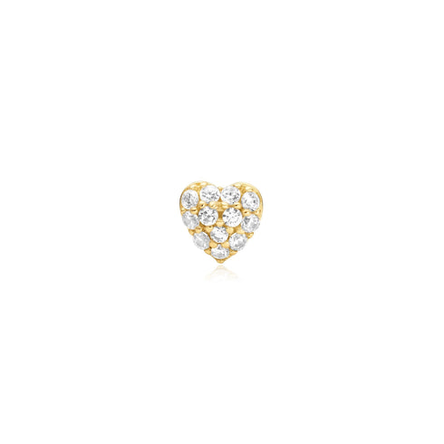 Gold Pave Heart Barbell Single Earring | Ania Haie Australia