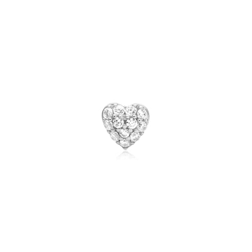 Silver Pave Heart Barbell Single Earring | Ania Haie Australia