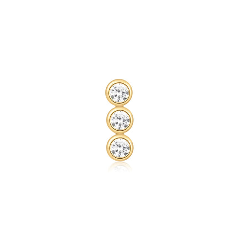Gold Triple Stone Bezel Barbell Single Earring | Ania Haie Australia