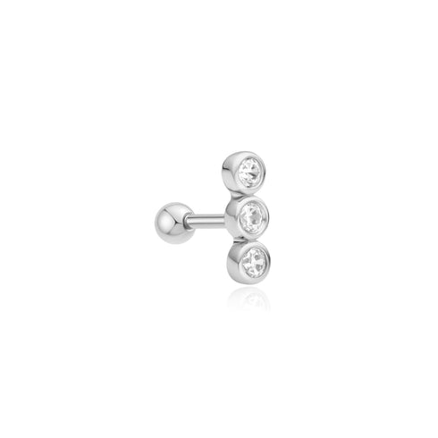 Silver Triple Stone Bezel Barbell Single Earring | Ania Haie Australia