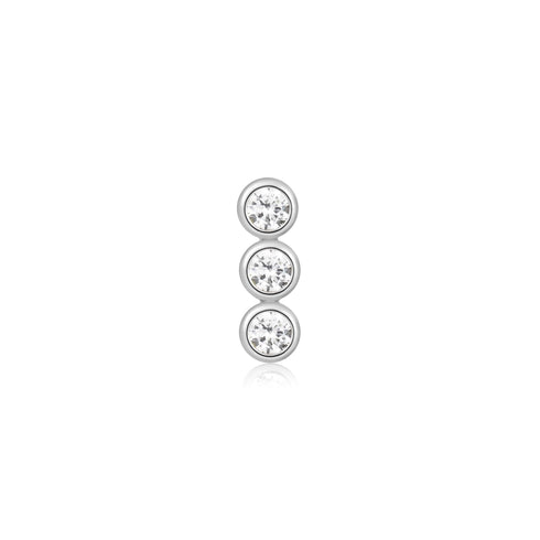 Silver Triple Stone Bezel Barbell Single Earring | Ania Haie Australia